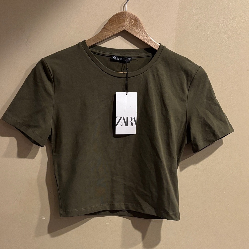 Zara Khaki Women's Crop Top